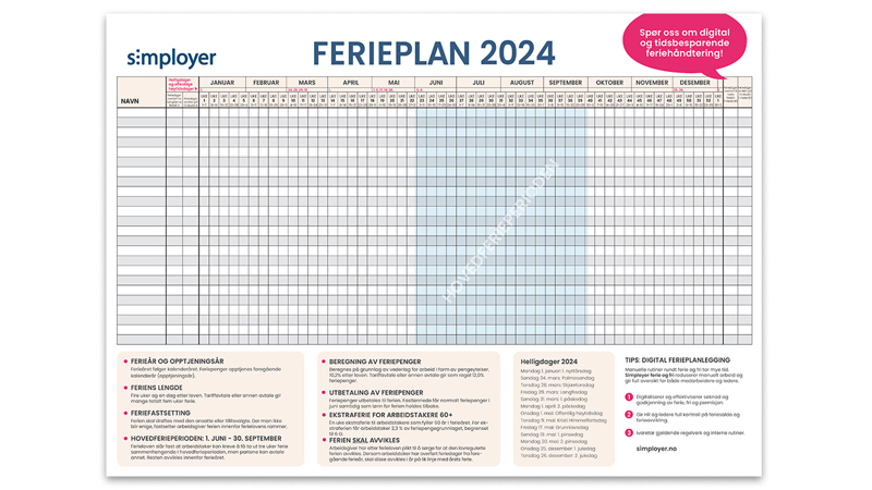 Ferieplan 2024