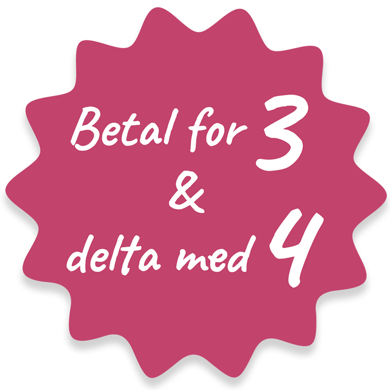 Betal for 3 - Delta med 4
